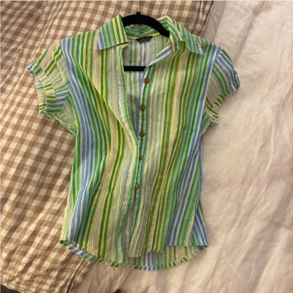 Striped Green and Blue Beach Top